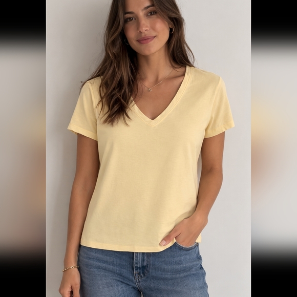 Velvet Heart Tops - Yellow V-Neck Women's Top